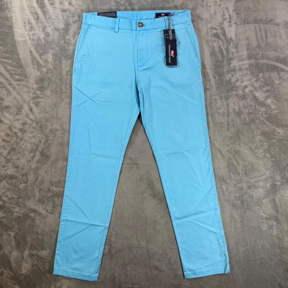 New Vineyard Vines Breaker Pant Mens 32x32 Blue Bird Stretch Chino Trousers